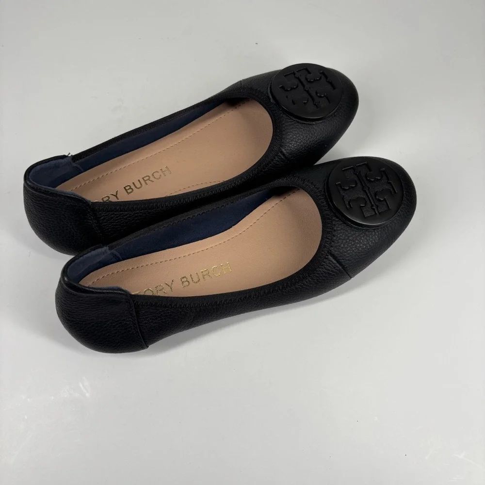Tory Burch Minnie Women's US 6/36 Perfect Black Leather‎ Travel Ballet Flats